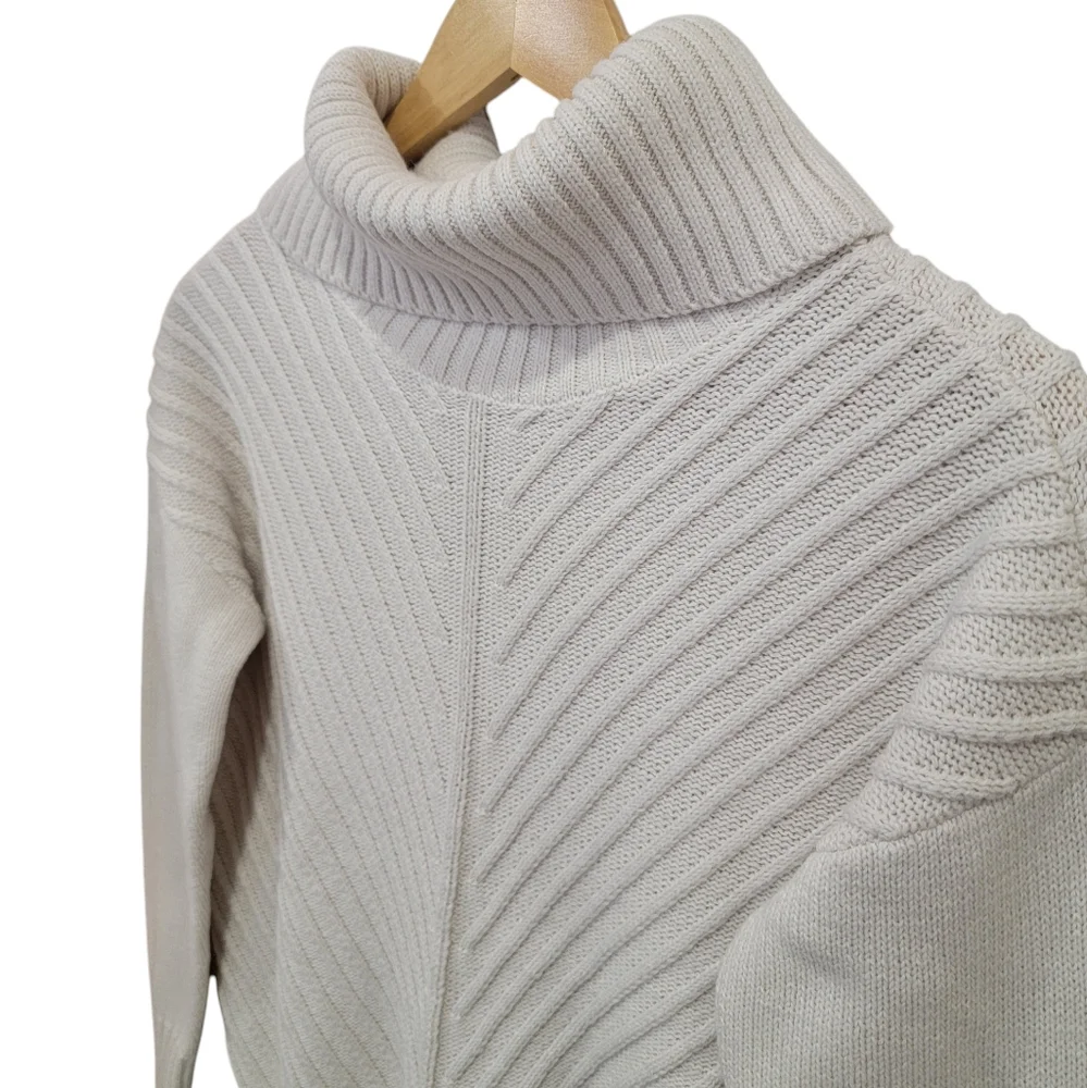Eclipse Mitered Turtleneck Sweater Knit Neutral Cream White Pullover Wom… - Picture 5 of 16